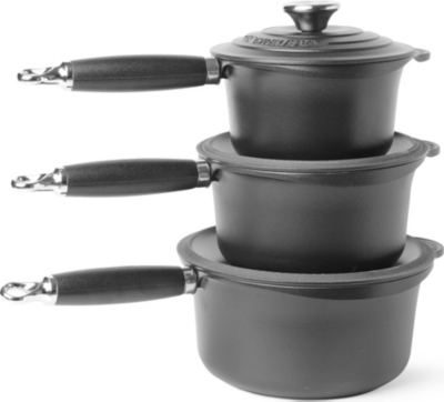 LE CREUSET Cast iron saucepan set three-piece