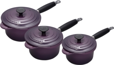 LE CREUSET Cast iron saucepan set three-piece