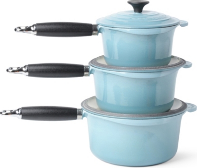 LE CREUSET Cast iron saucepan set three-piece