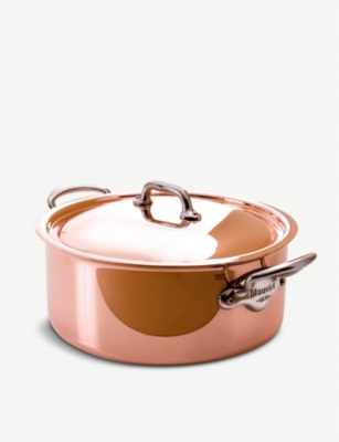 MAUVIEL M'héritage copper and stainless steel stewpan with lid 24cm