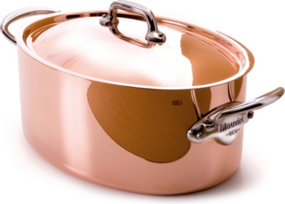 MAUVIEL M'héritage copper and stainless steel oval cocotte with lid 30cm