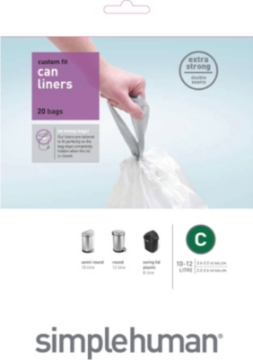 SIMPLEHUMAN Custom fit pack of 24 bin liners 10-12L code C