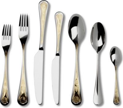 STUDIO WILLIAM Royal Oak gold-plated stainless steel 52-piece cutlery set