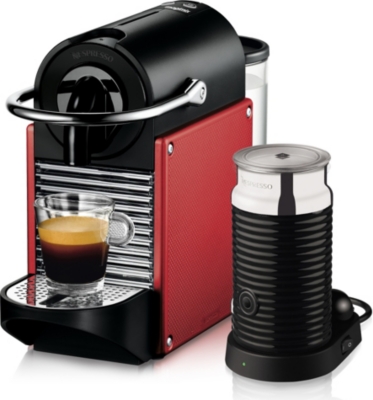 NESPRESSO Pixie Nespresso with Aeroccino by Magimix electric red
