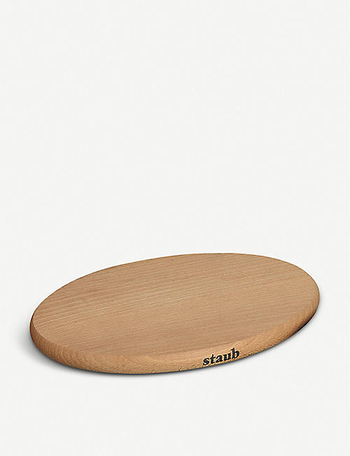 STAUB: Magnetic oval wooden trivet 15x11cm