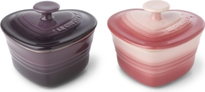 LE CREUSET Stoneware heart-shaped mini casseroles pair