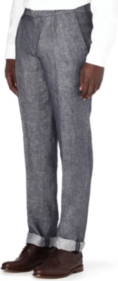 OLIVER SPENCER Pleated linen trousers