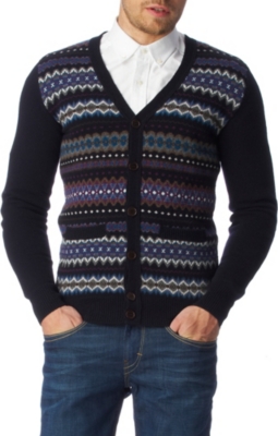 BARBOUR Mildon Fair Isle cardigan (Navy