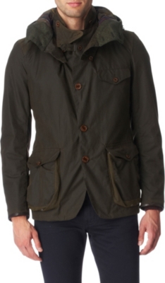 BARBOUR Waxed-cotton sport jacket (Olive