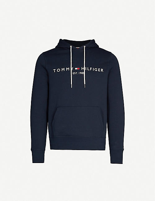 TOMMY HILFIGER: Logo-embroidered cotton-blend hoody