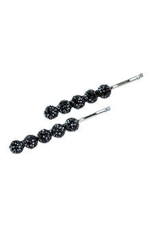 JANE TRAN Black crystal balls bobby pin set
