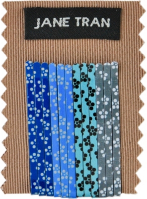JANE TRAN Blue petals bobby pin set