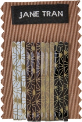 JANE TRAN Brown deco spark bobby pin set