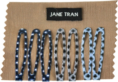 JANE TRAN Blue brushstroke clip set