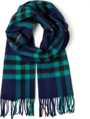 BURBERRY Checked cashmere scarf (Indigo