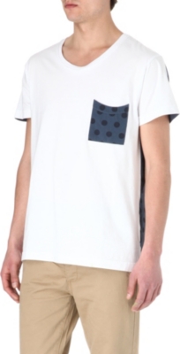TWO SQUARE Polka-dot panel t-shirt