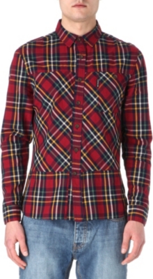 TWO SQUARE Bias panel cotton shirt