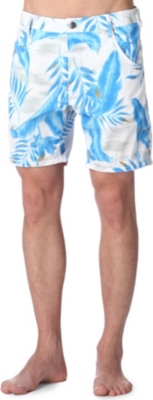 DIESEL Leaf-print swim shorts