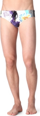 VERSACE Floral-patterned swim trunks