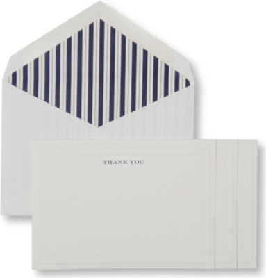 WILLIAM ARTHUR Indigo Stripe set of ten thank you notecards