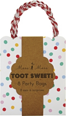 MERI MERI Toot Sweet pack of eight spotty party bags