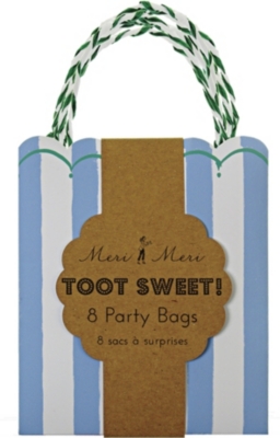MERI MERI Toot Sweet pack of eight blue party bags