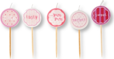 TALKING TABLES Set of five pink cake candles