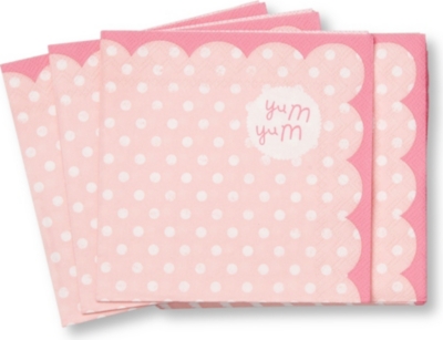 TALKING TABLES Pink spotted napkins set of 20