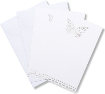 TALKING TABLES Butterfly A6 wedding invitations and envelopes set of ten