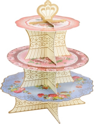 TALKING TABLES Floral three tier cake stand