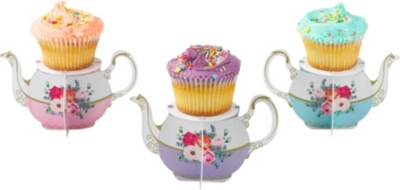 TALKING TABLES Teapot set of six cupcake stands