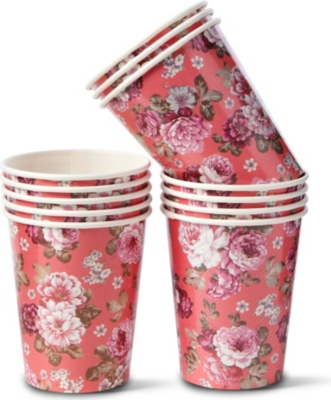 TALKING TABLES Floral printed paper cups set of 12