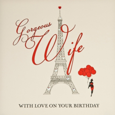 FIVE DOLLAR SHAKE Eiffel Tower Gorgeous Wife birthday card