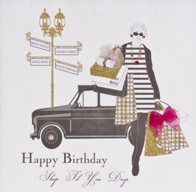 FIVE DOLLAR SHAKE Shop 'til you drop birthday card