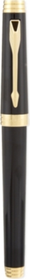 PARKER Premier black gold trim medium nib fountain pen