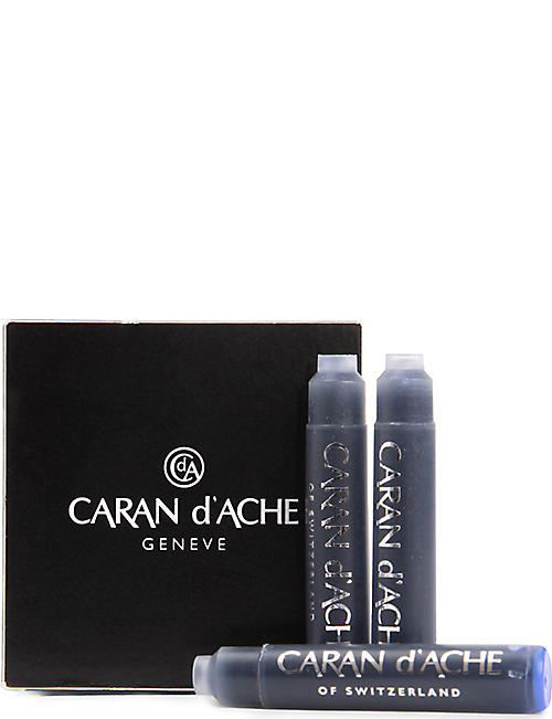 CARAN DACHE: Pack of five fountain pen cartridges, blue