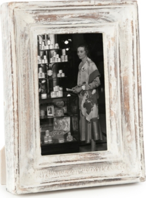 NKUKU Jasailmer aged wood photo frame white 6x4"