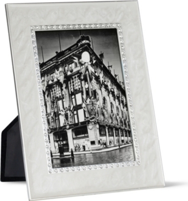 ADDISON ROSS LONDON Diamant&eacute; and white enamel photo frame 6"x4"