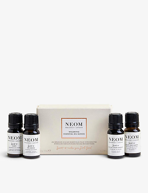 NEOM: Wellbeing essential oil blends collection box of four