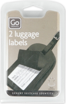 DESIGN GO Two leather luggage labels