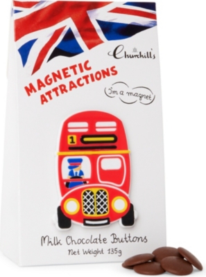 CHURCHILL'S Chocolate buttons and London bus magnet gift bag 135g