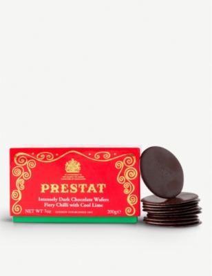 PRESTAT Chilli with Cool Lime dark chocolate wafers 200g