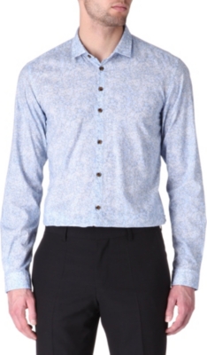 HUGO BOSS Remunus slim-fit leaf shirt