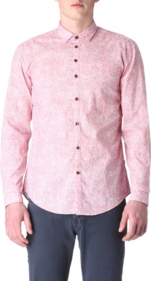 HUGO BOSS Remunus slim-fit leaf shirt