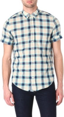 HUGO BOSS Cliff linen-blend short-sleeved shirt