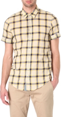 HUGO BOSS Cliff linen-blend short-sleeved shirt