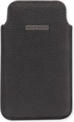 HUGO BOSS Babess textured-leather iPhone 4 case