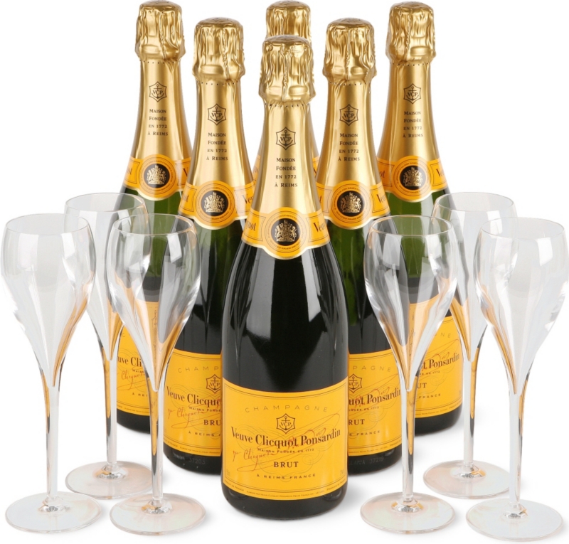 Six bottles, six glasses case 6 x 750ml   VEUVE CLICQUOT   Champagne 