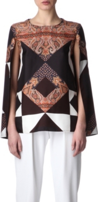 GIVENCHY Split-sleeves paisley top
