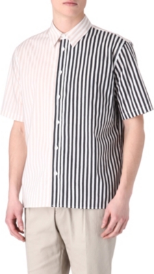 MARNI Striped-panel printed shirt